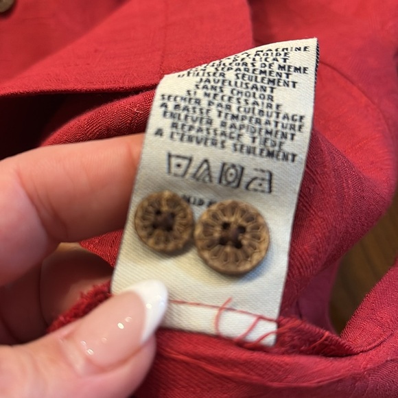 Caribbean Joe button down rayon shirt textured collared red front pocket size S - Picture 10 of 16